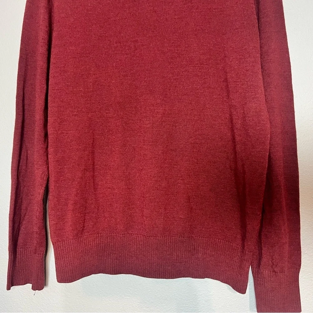 Banana Republic Extra Fine Merino Wool Red Burgundy V-Neck Sweater Mens Large